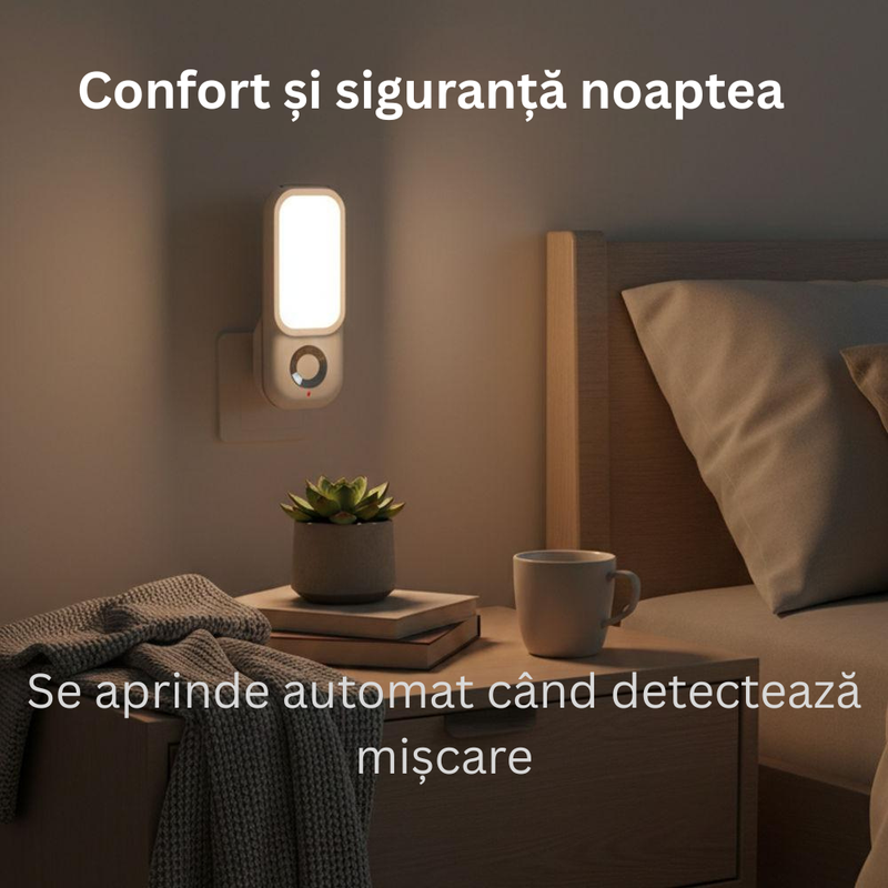 Lampă Veghe 2-în-1 cu Senzor de Mișcare și Lanternă Portabilă