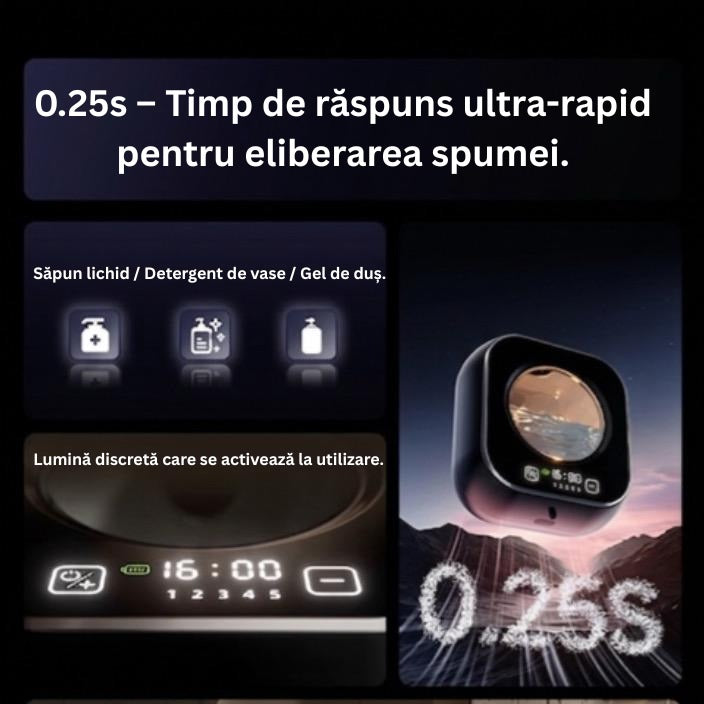 Dozator Inteligent de Săpun cu Senzor și Afișaj Digital